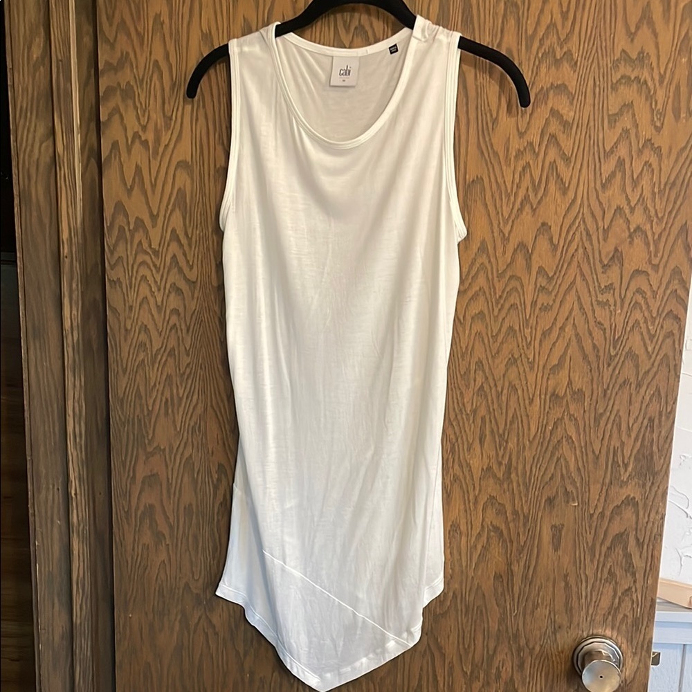 CAbi White Asymmetrical Sleeveless Tank Top